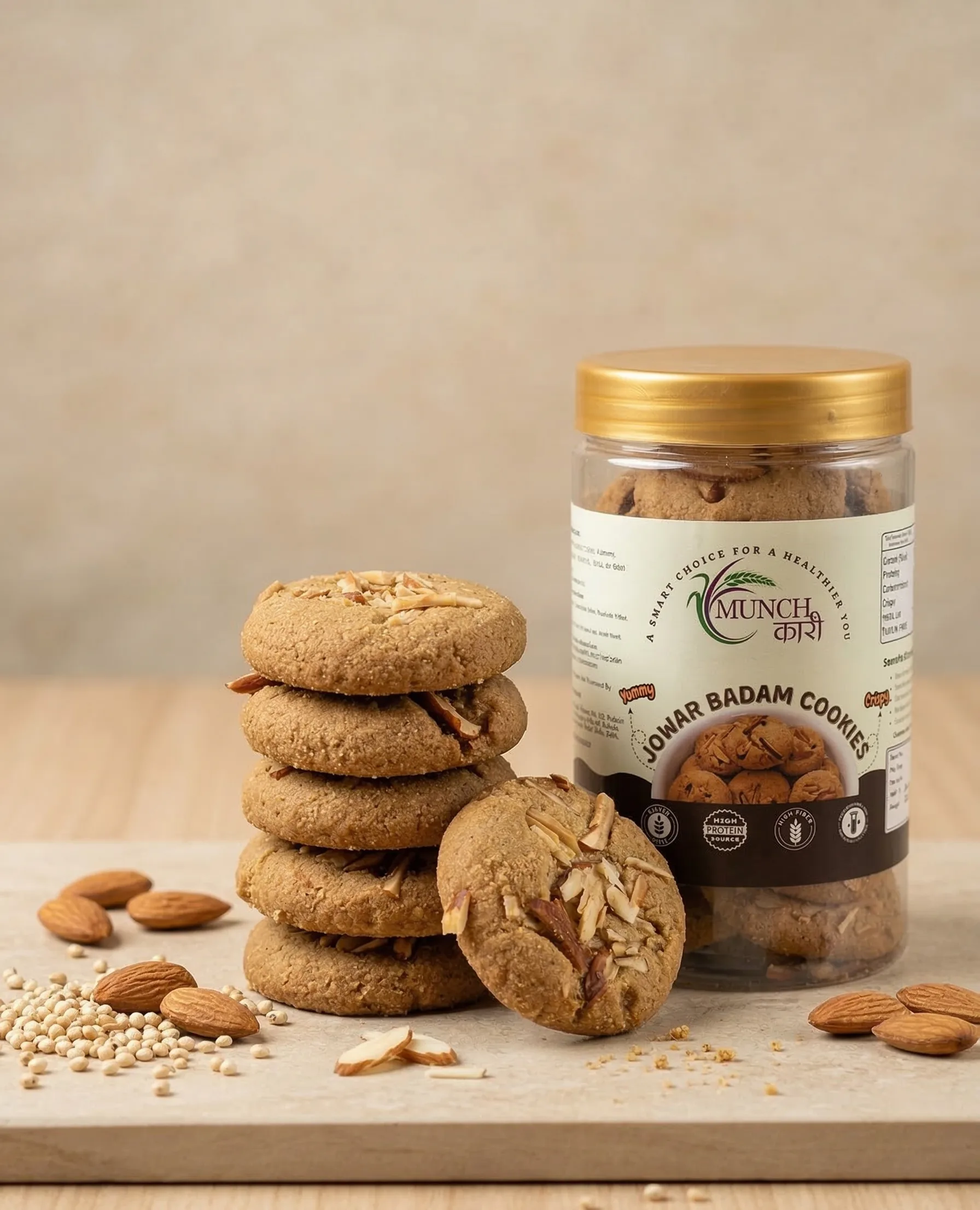 Jowar Badam Cookies – Almond Loaded Millet Cookies with Crispy Homemade Taste | Munchkari